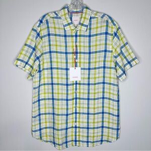 Swims Men's Linen Ischia Woven Plaid Short Sleeve Button-Down Shirt